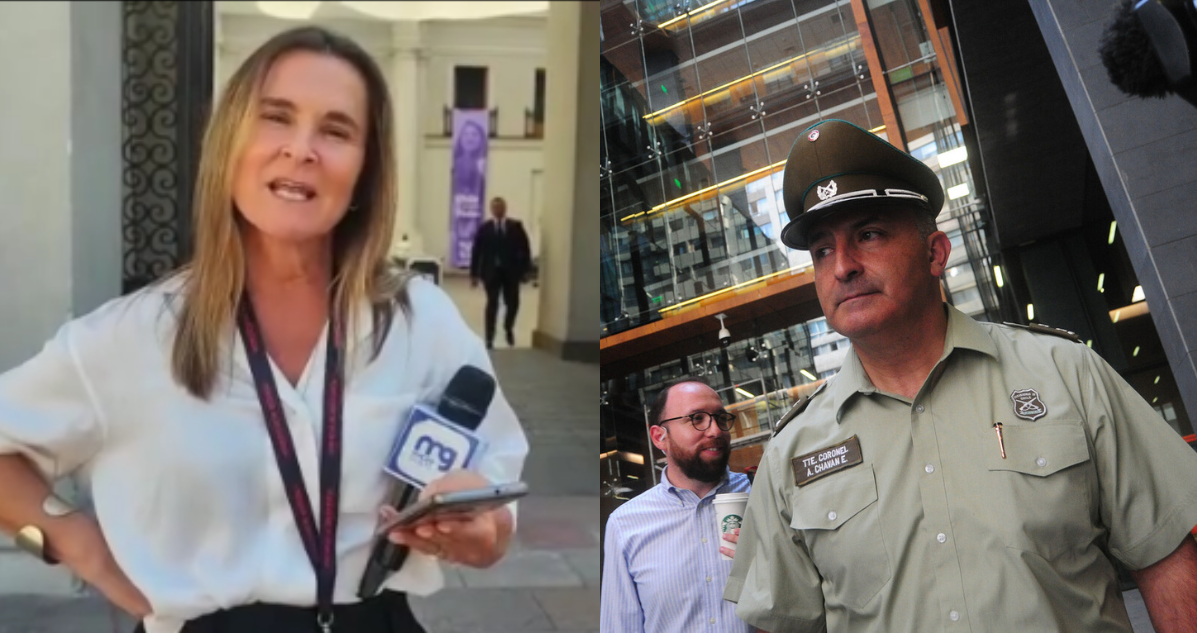 Paulina de Allende (izquierda) y Gral. de Carabineros Álex Chaván (derecha) en referencia a declaraciones del Colegio de Periodistas