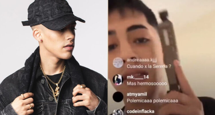 Cris MJ posa para la cámara serio. A su lado, el artista durante la transmisión en vivo donde habría amenazado al productor.