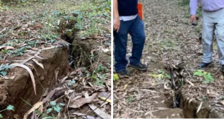 Familia pide ayuda por grietas en cerro cercano a hidroeléctrica: temen que la tierra pueda ceder.
