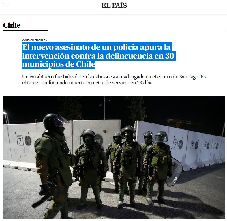 "Crece la violencia en Santiago": prensa internacional reacciona tras asesinato del cabo Daniel Palma