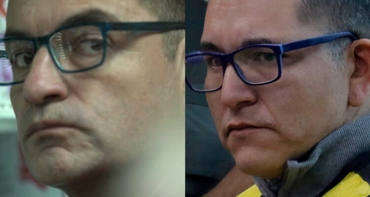 Francisco Siolva en su juicio en su contra. A su lado, el actor que lo interpreta en Alma Negra.