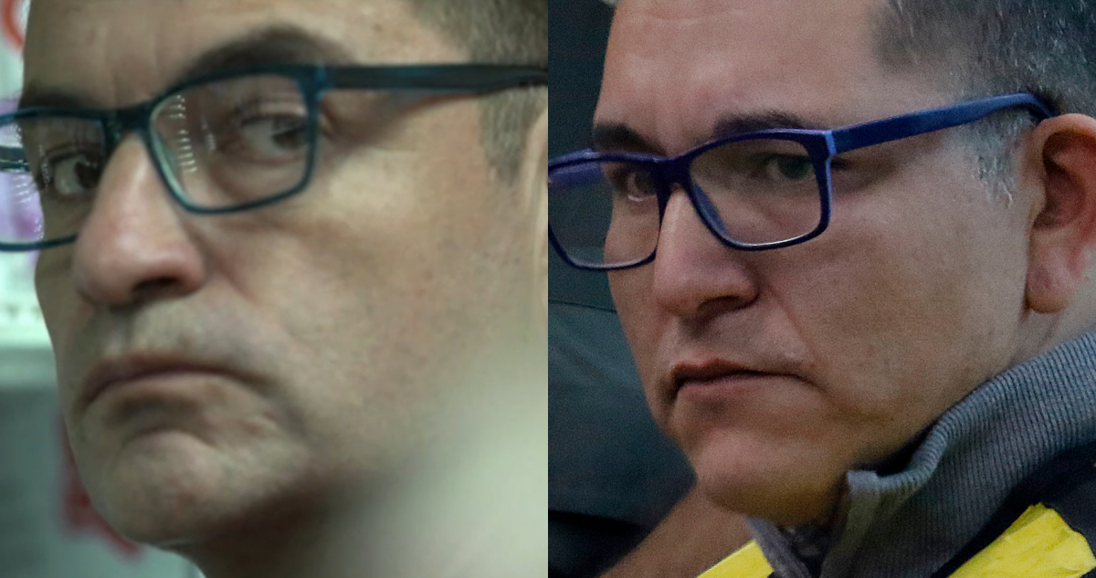Francisco Siolva en su juicio en su contra. A su lado, el actor que lo interpreta en Alma Negra.