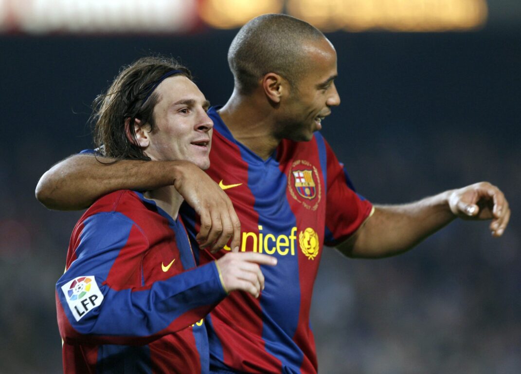Thierry Henry y Lionel Messi en Barcelona.