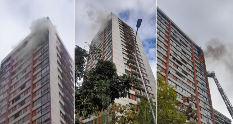 Incendio afecta a edificio residencial en el centro de Santiago