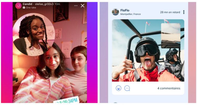Capturas de las “Espontáneas” de Instagram y otra de Be Real.