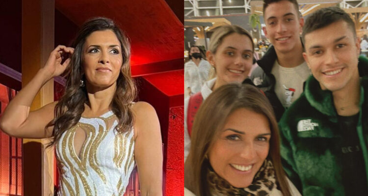 La periodista Ivette Vergara posa sonriente. A su lado, la comunicadora sonríe a la cámara junto a sus hijos.