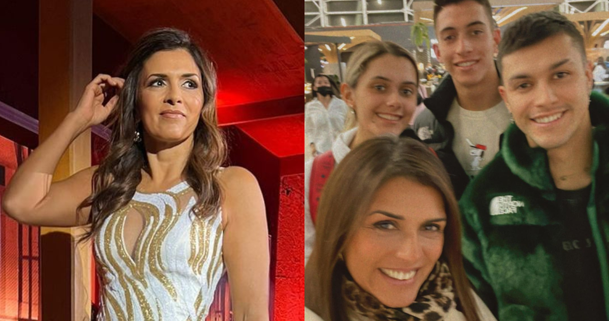 La periodista Ivette Vergara posa sonriente. A su lado, la comunicadora sonríe a la cámara junto a sus hijos.