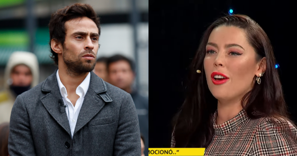 El futbolista Jorge Valdivia mira serio hacia un costado. A su lado, Daniela Aránguiz en Zona de Estrellas.