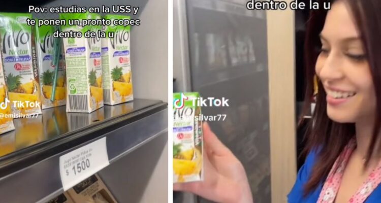 Reacciones por el valor de $1500 en una caja de juego al interior de una Pronto Copec en la Universidad San Sebastián en Santiago