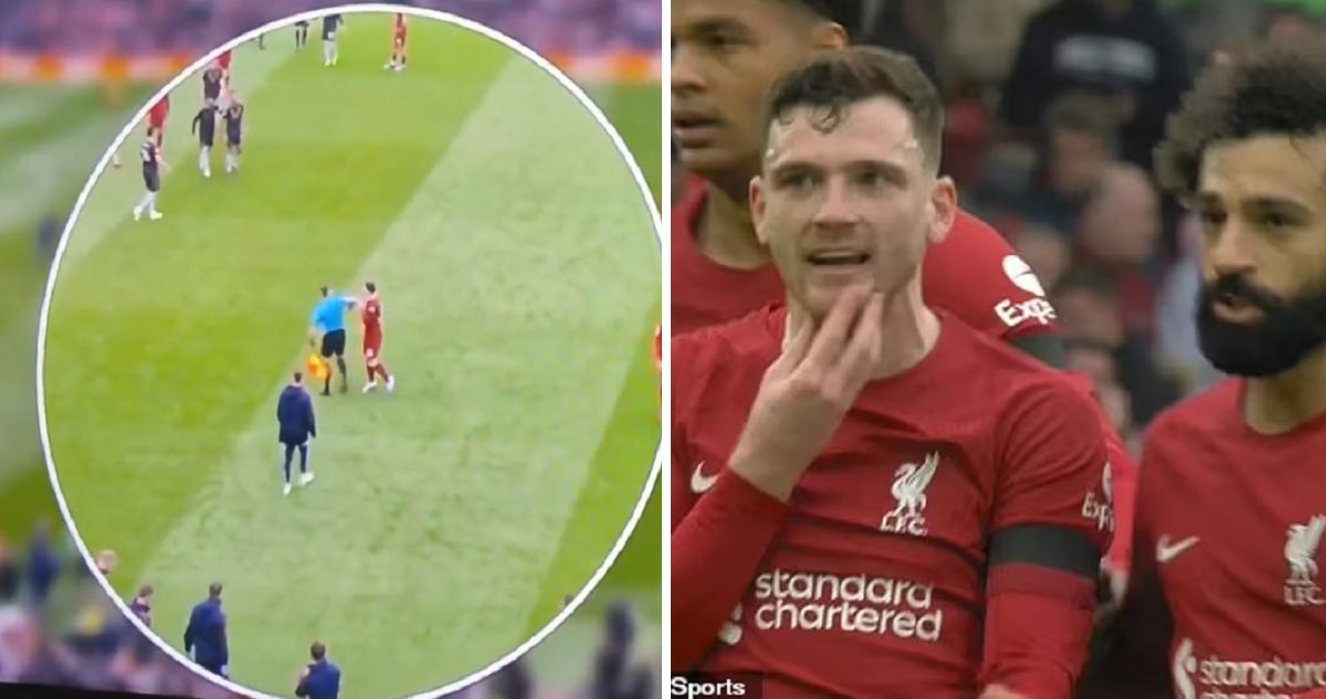 Andrew Robertson fue golpeado por un juez asistente en el Liverpool vs Arsenal.