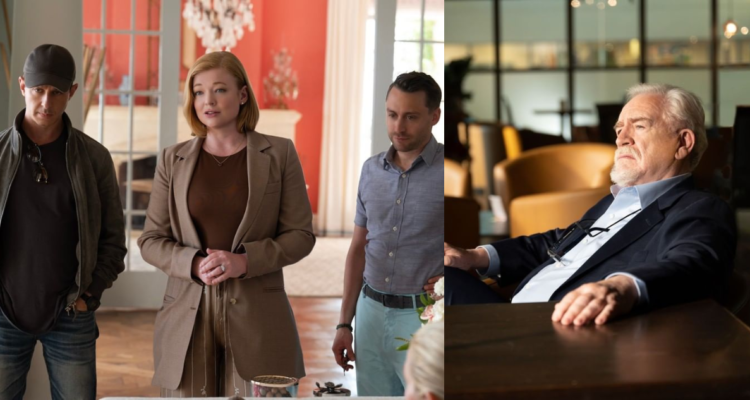 Los hermanos Roy, Kendall, Shiv y Roman (izquierda) y Logan Roy, su padre (derecha), en la serie de HBO Succession en referencia al lujo silencioso