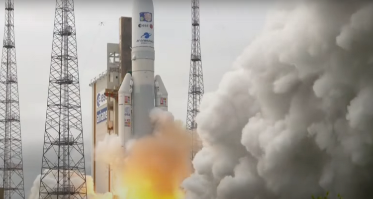 Captura del momento del despegue de la misión Juice de la ESA.