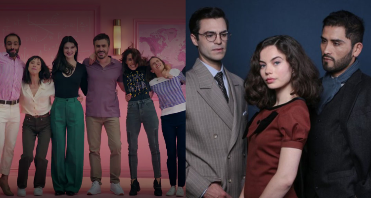 Promoción de la teleserie Generación 98 de Mega (izquierda) y poster de Hijos del desierto (derecha)