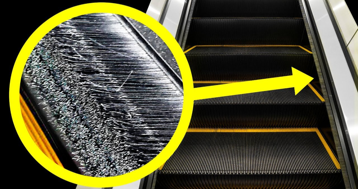 CEPILLOS EN LA ESCALERA MECANICA