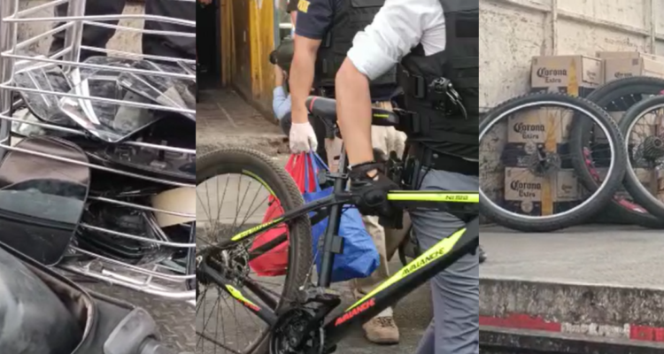 PDI incauta droga, partes de autos, bicicletas y alcohol en casa en Santiago: 3 detenidos