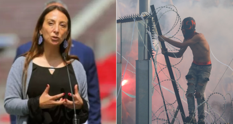 Cecilia Pérez celebra el castigo para el estadio Monumental.
