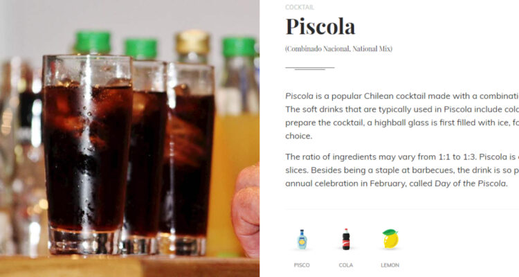 Piscola chilena en Taste Atlas