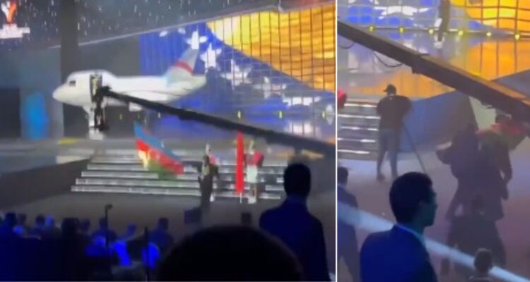 Queman bandera de Azerbaiyán en inauguración del Europeo de Halterofilia