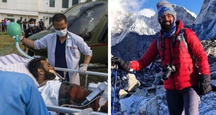 Rescatan con vida a Anurag Maloo, escalador que cayó a una grieta por 3 días en Annapurna, cordillera del Himalaya en Nepal.