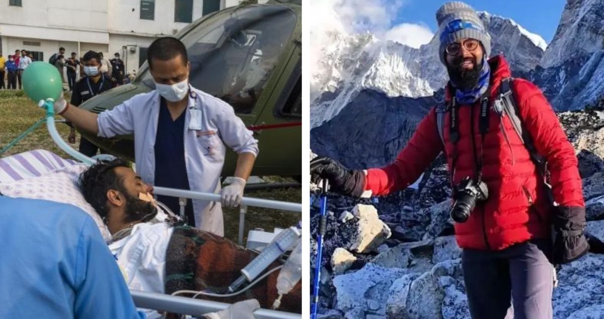 Rescatan con vida a Anurag Maloo, escalador que cayó a una grieta por 3 días en Annapurna, cordillera del Himalaya en Nepal.