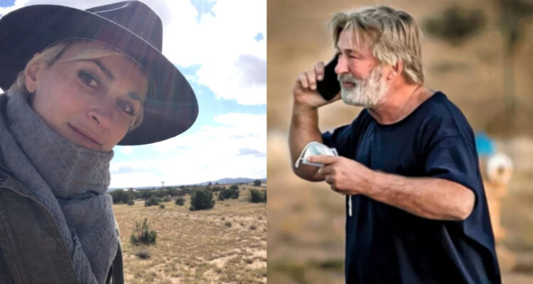 Halyna Hutchins en su última publicación en redes sociales. A su lado, Alec Baldwin en el set de Rust tras el disparo.