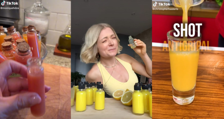 Capturas de TikTok de preparaciones de shots de vitaminas