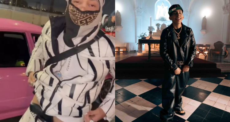 Standly en la instagram storie portando un arma de fantasía (izquierda) y en una imagen cargada a su cuenta de Instagram (derecha)