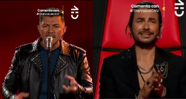 Juan Pablo Peralta (izquierda) y Beto Cuevas (derecha) en el programa The Voice donde el participante desafinó
