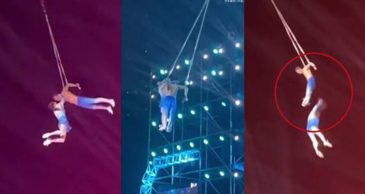Trapecista china murió tras caer 9 metros en pleno espectáculo