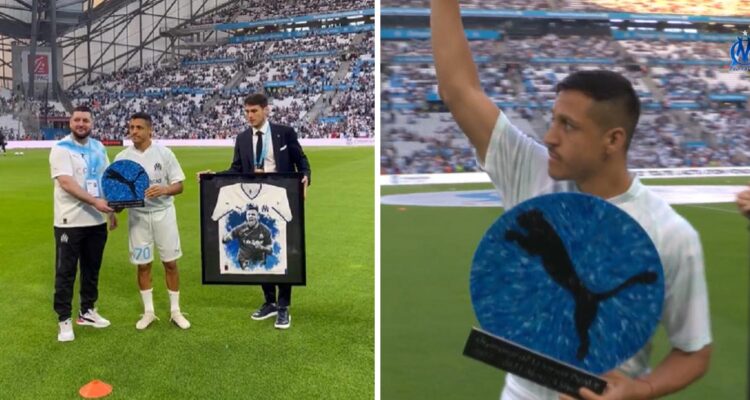 Alexis Sánchez fue ovacionado por hinchas del Marsella y galardonado por el club.