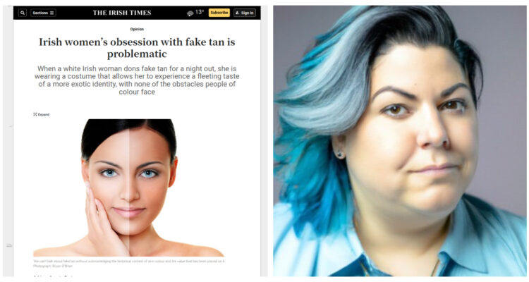 Un pantallazo del artículo creado con ChatGPT publicado en el periódico, y otro de la falsa autora creada con Dall-E.