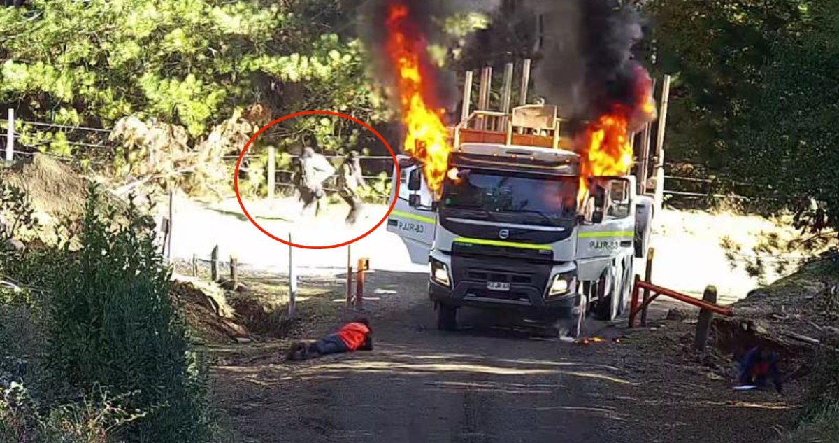 queman camión forestal en Collipulli