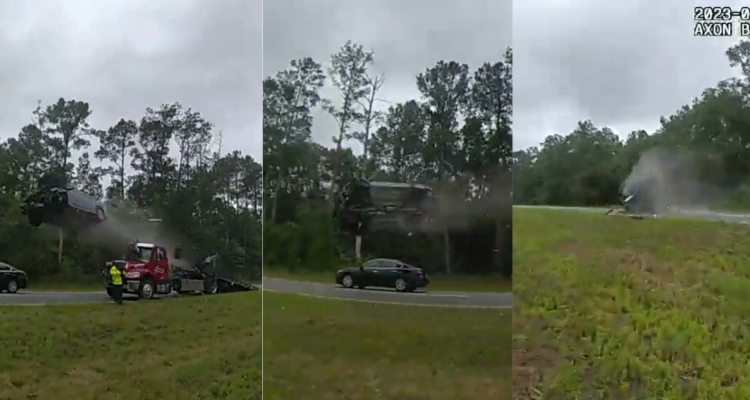 Auto sale volando tras chocar con rampa