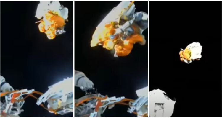 Astronautas lanzan basura al espacio