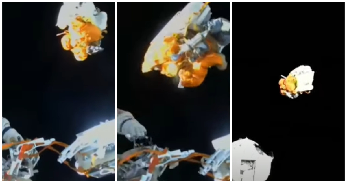 Astronautas lanzan basura al espacio