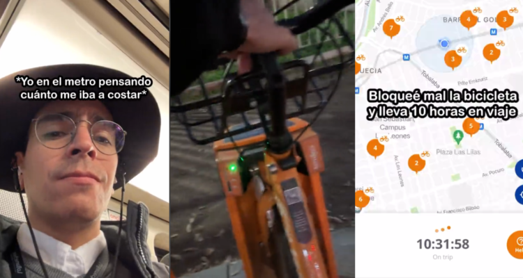 Bicicleta de aplicacion mal estacionada