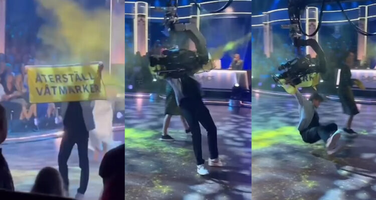 Camarógrafo golpeó con su cámara a un activista climático