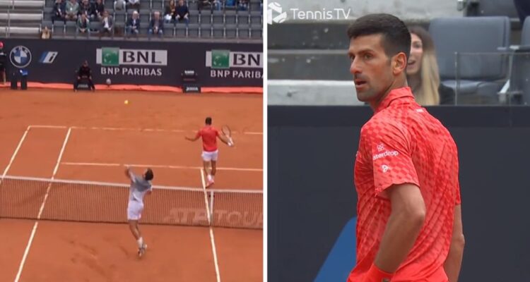 Novak Djokovic se enojó con Cameron Norrie en Roma.