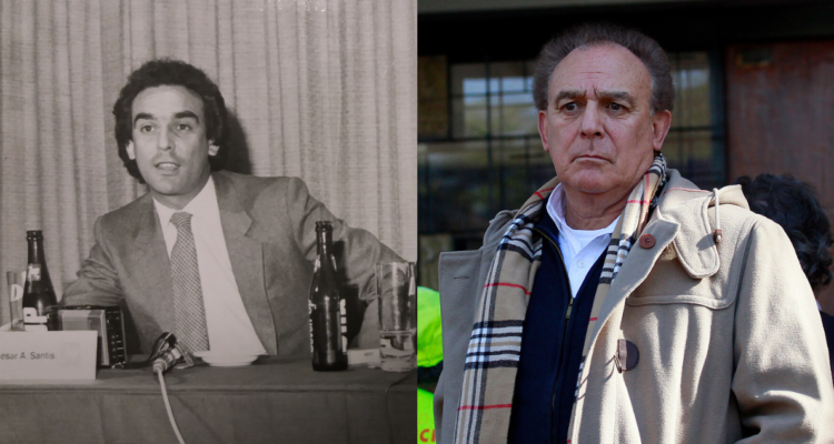 César Antonio Santis en una conferencia de prensa (izquierda) y en el 2016 (derecha)