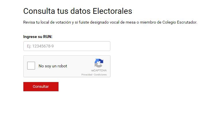 Consulta tus datos electorales en el stio web del Servel