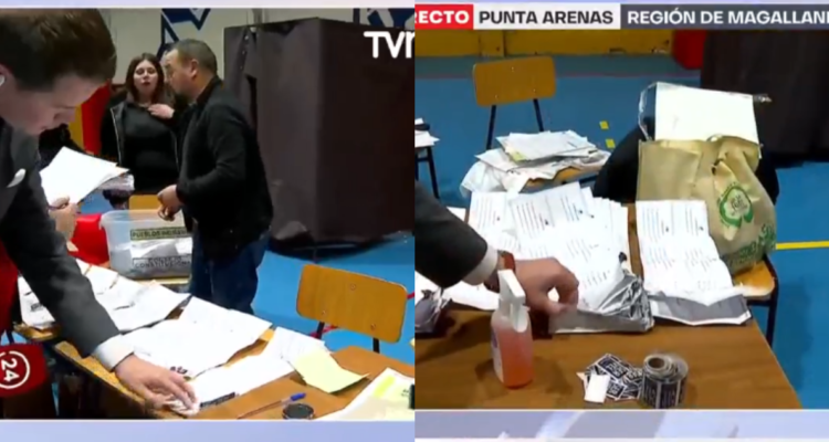 Davor Gjuranovic tocando votos en cierre de mesas