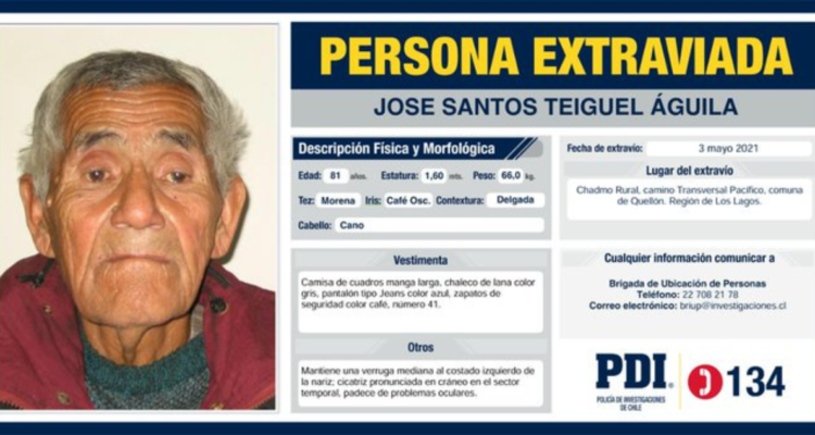 Adulto mayor de 81 años está desaparecido hace 2 años en Quellón: familia no deja de buscarlo.