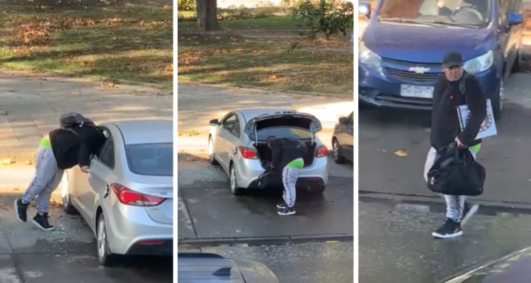 Captan a descarado delincuente robando especies desde auto estacionado en Parque Ecuador.