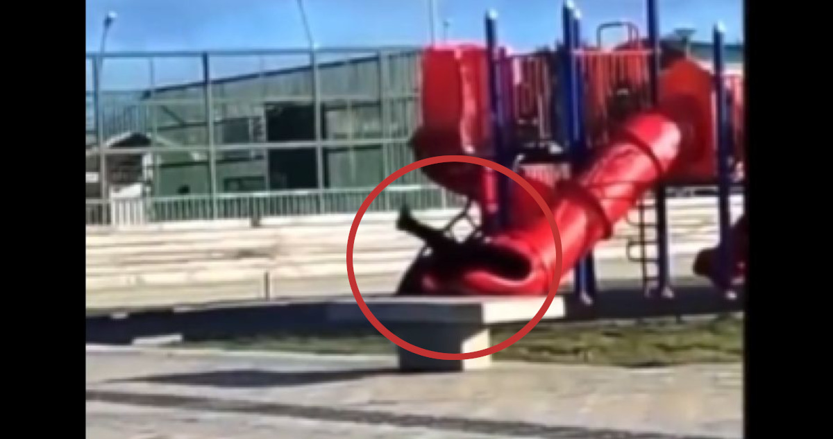 President of Chile got stuck in children playground slide