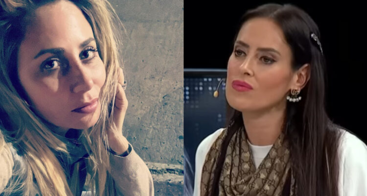 La periodista Gissella Gallardo. A su lado, Adriana Barrientos.