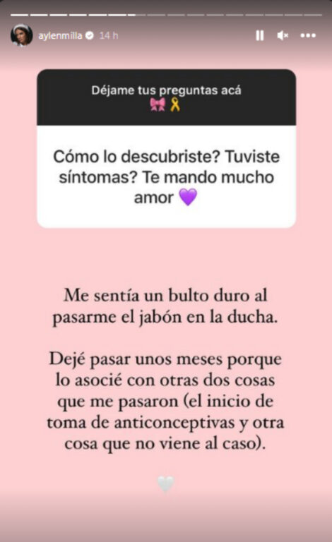 Historia de Aylén Milla sobre sus primeros síntomas.