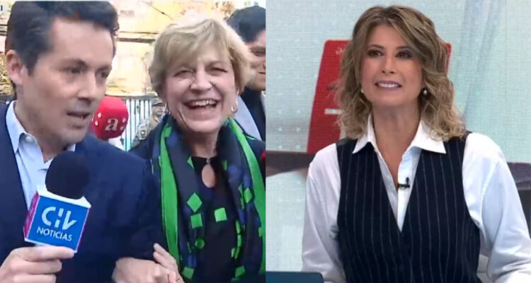 Humberto Sichel y Evelyn Matthei en cobertura de las elecciones. A su lado, Macarena “Maca” Pizarro en el estudio.