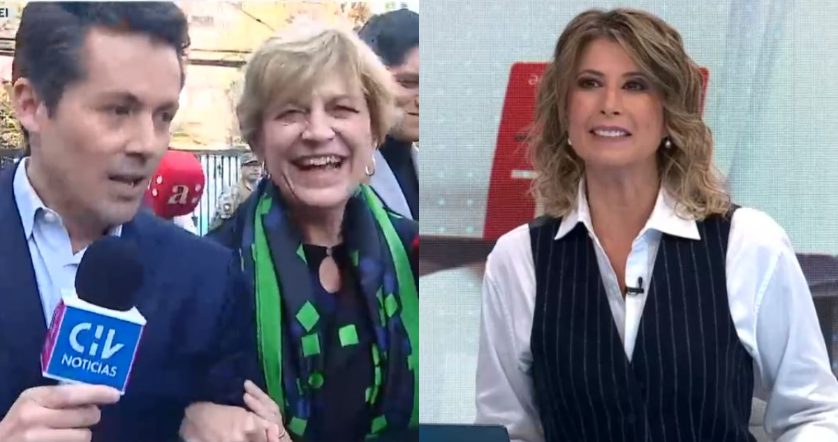 Humberto Sichel y Evelyn Matthei en cobertura de las elecciones. A su lado, Macarena “Maca” Pizarro en el estudio.