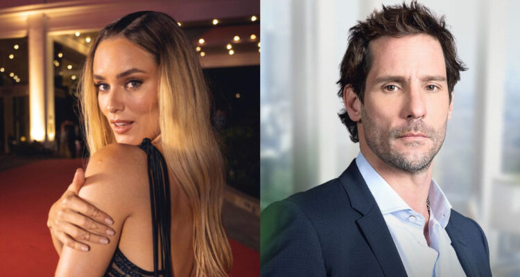 Francisca “Kika” Silva posa para la cámara con una leve sonrisa. A su lado, Gonzalo Valenzuela posa serio.