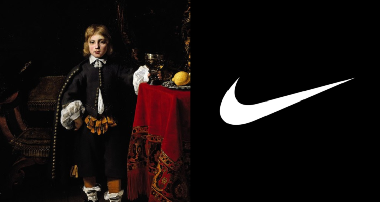 Pintura barroca de la NationalGallery (izquierda) y logo de la marca deportiva Nike (derecha)